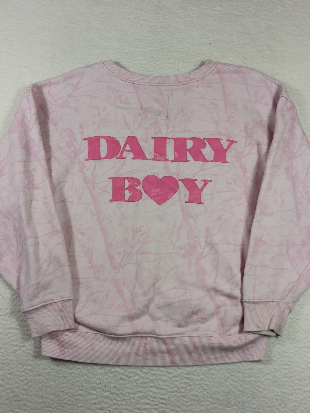 Dairy Boy Sweatshirt Womens Medium Bubble Gum Pink Special Edition Camo Oversize